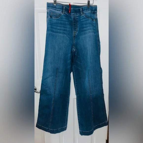 Spanx Wide Leg Blue Denim Jeans XL - Picture 1 of 3